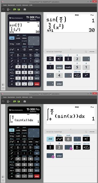 Printscreen TI-SmartView MathPrint Emulator Software